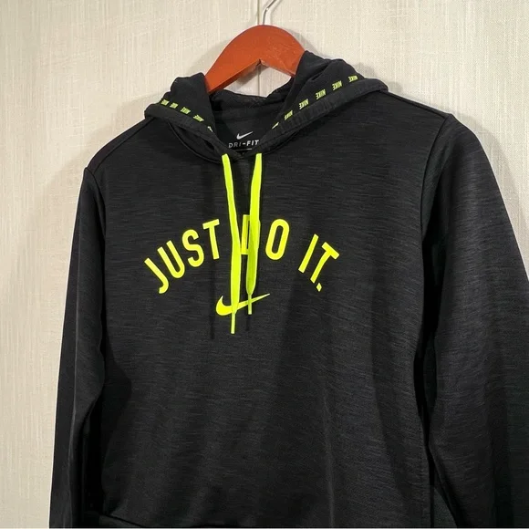 Nike Dri Fit Just Do It Training Hoodie Sweatshirt Size Small Heathered Black - Picture 7 of 11